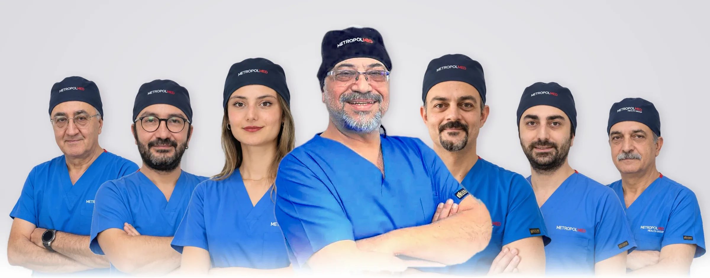 Metropolmed doctors: Dr. Cemal, Assoc. Prof. Dr. Barış, Dr. Kayhan, Op. Dr. Mehmet, Dr. Ayşenur, Op. Dr. Kafkas, Prof. Dr. Murat